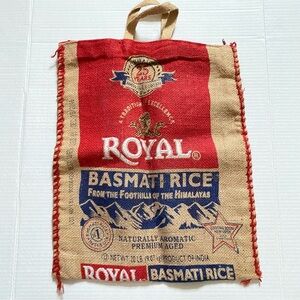 Royal Basmati Rice Burlap Tote Bag with Zipper